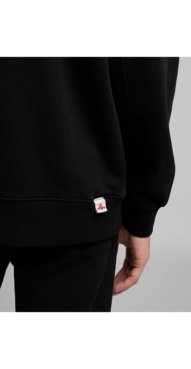 リラックスフィット レタリング刺しゅうコットンフリースフーディー 詳細画像 ブラック 7